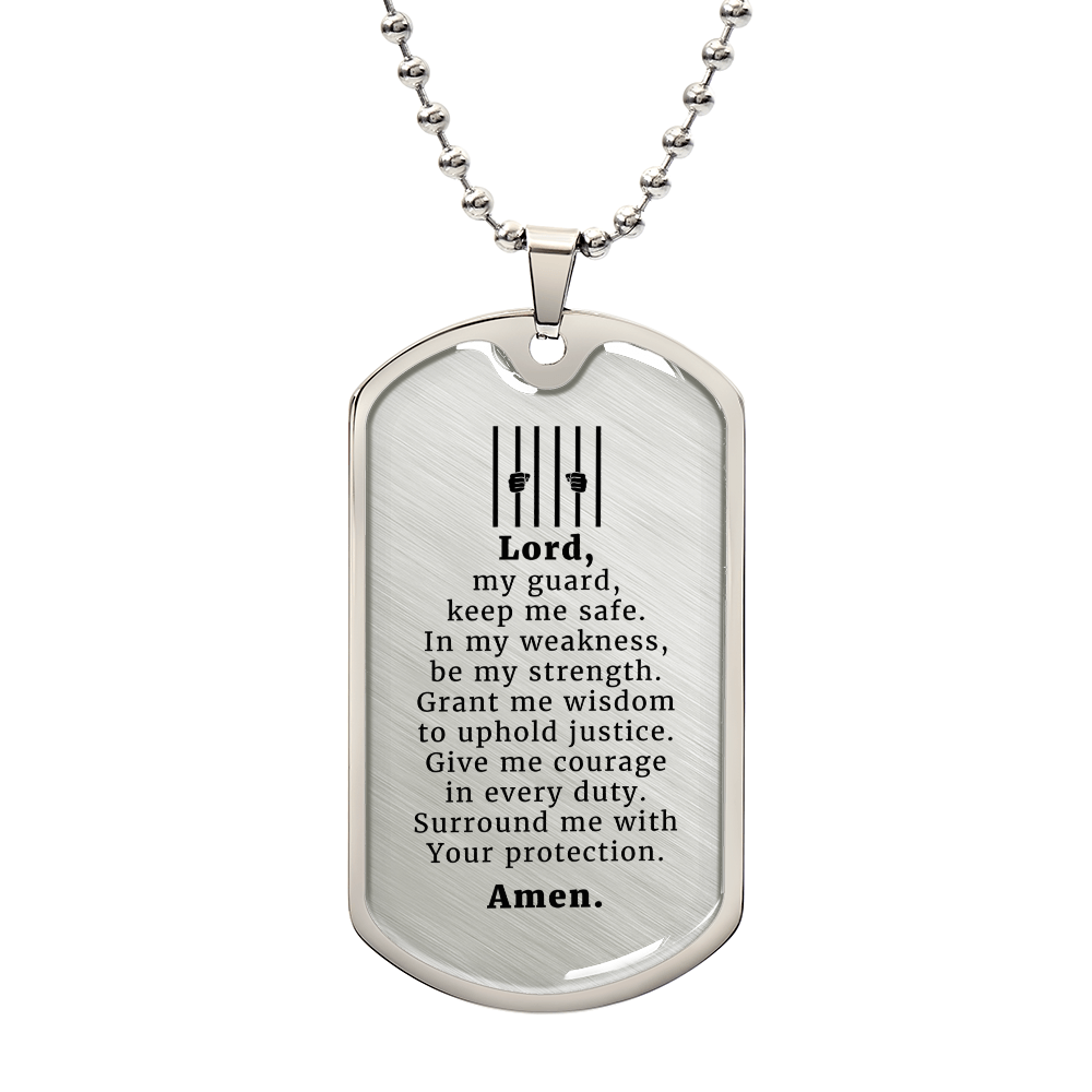 Correction Officer Prayer Necklace Stainless Steel or 18k Gold Dog Tag 24" Chain-Express Your Love Gifts