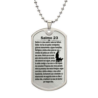 Salmo 23 Psalm 23 Spanish Necklace Stainless Steel or 18k Gold Dog Tag 24