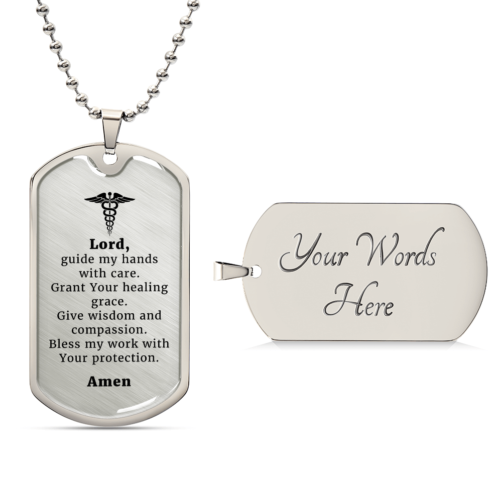 Doctor's Prayer Necklace Stainless Steel or 18k Gold Dog Tag 24" Chain-Express Your Love Gifts