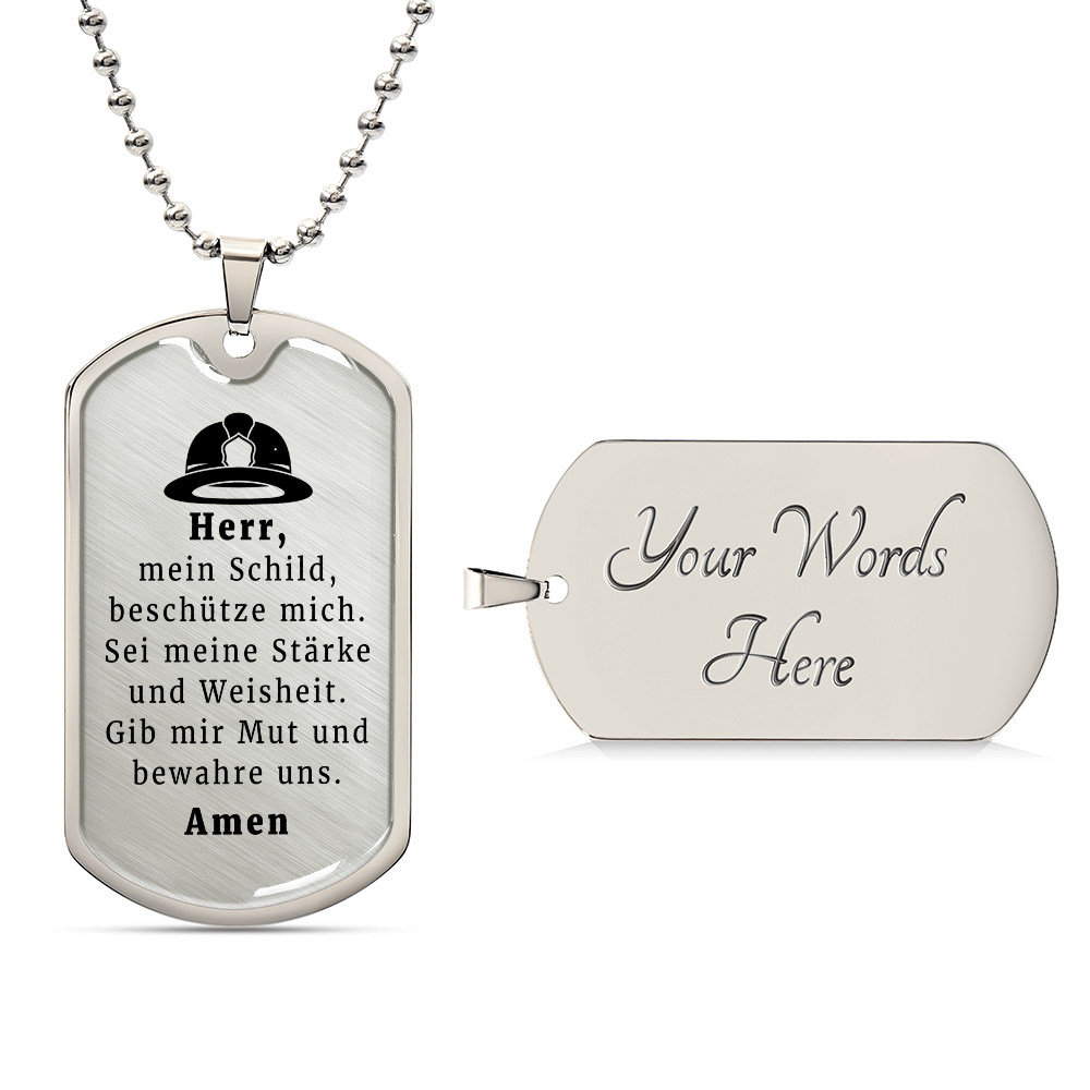 Feuerwehrmann German Firefighter Prayer Necklace Stainless Steel or 18k Gold Dog Tag 24" Chain-Express Your Love Gifts