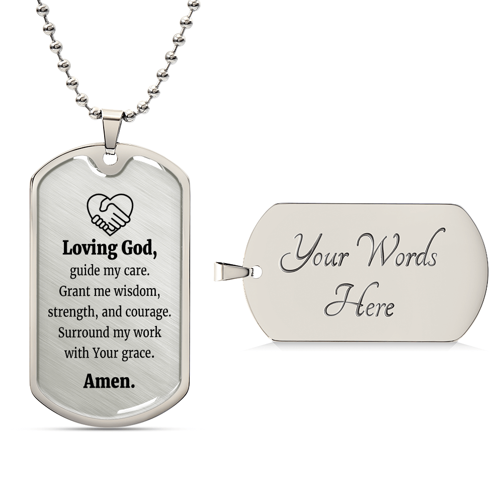 Social Worker's Prayer Necklace Stainless Steel or 18k Gold Dog Tag 24" Chain-Express Your Love Gifts