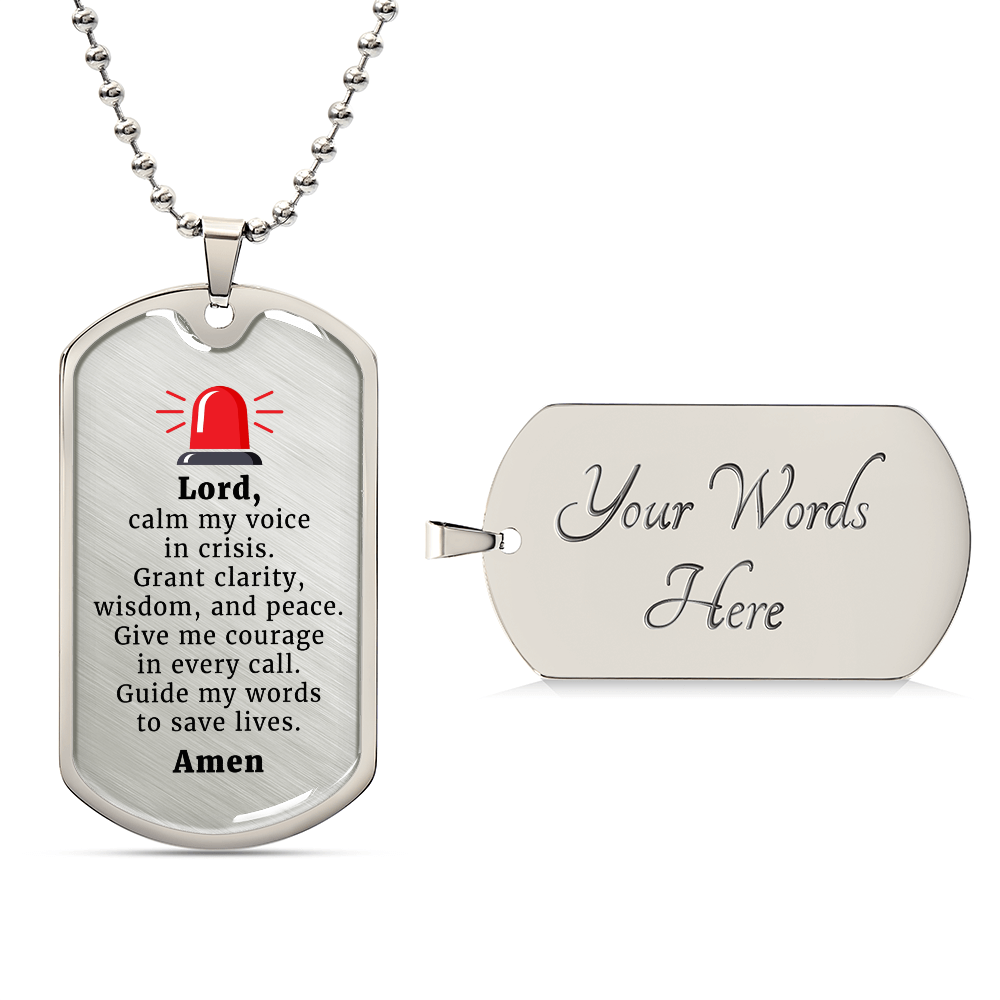 Dispatcher's Prayer Necklace Stainless Steel or 18k Gold Dog Tag 24" Chain-Express Your Love Gifts