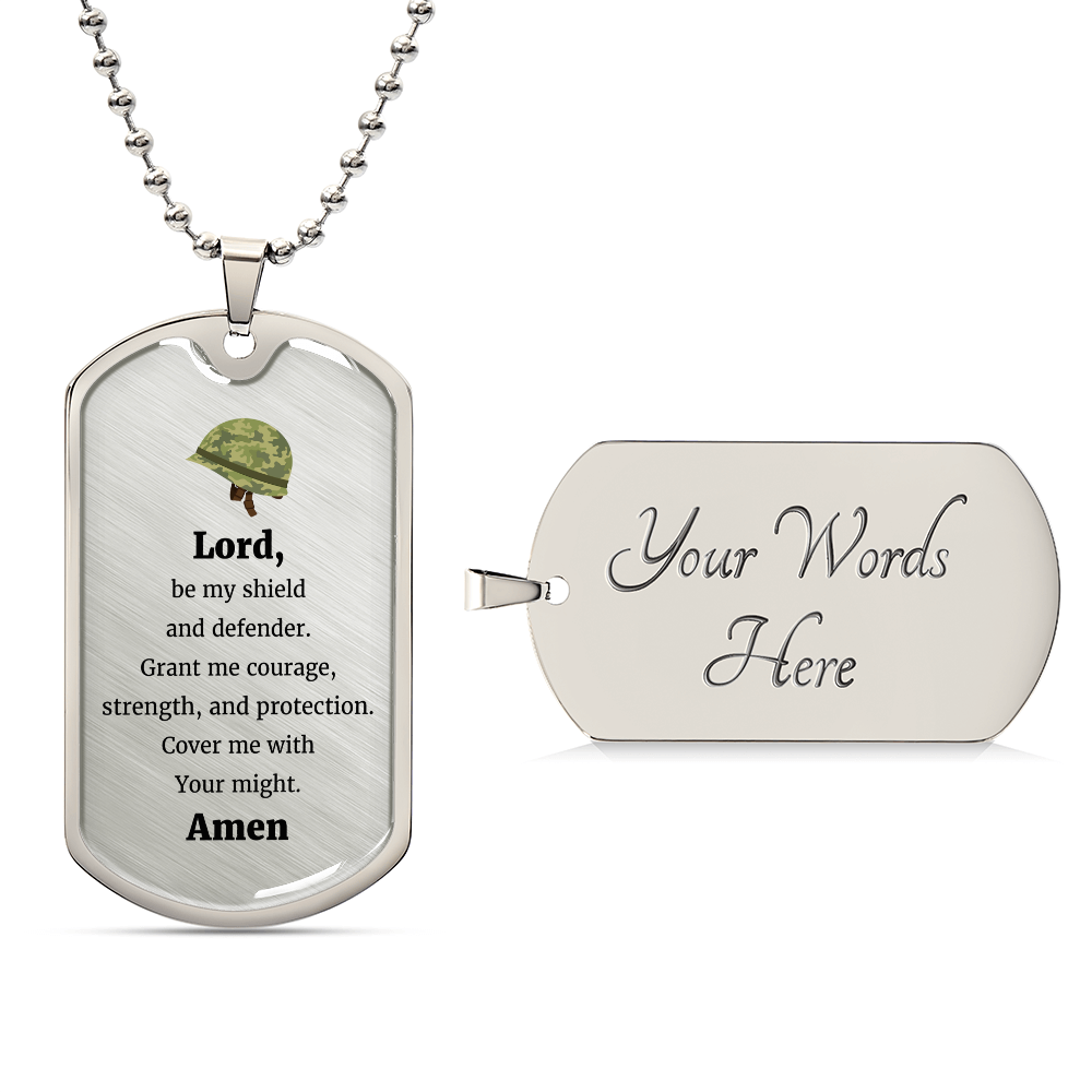 Soldier's Prayer Necklace Stainless Steel or 18k Gold Dog Tag 24" Chain-Express Your Love Gifts