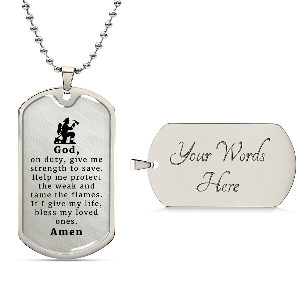 Firefighter 's Prayer Necklace Stainless Steel or 18k Gold Dog Tag 24" Chain-Express Your Love Gifts