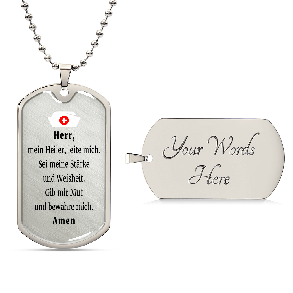 Krankenschwester Krankenpfleger Nurse Prayer Necklace Stainless Steel or 18k Gold Dog Tag 24" Chain-Express Your Love Gifts