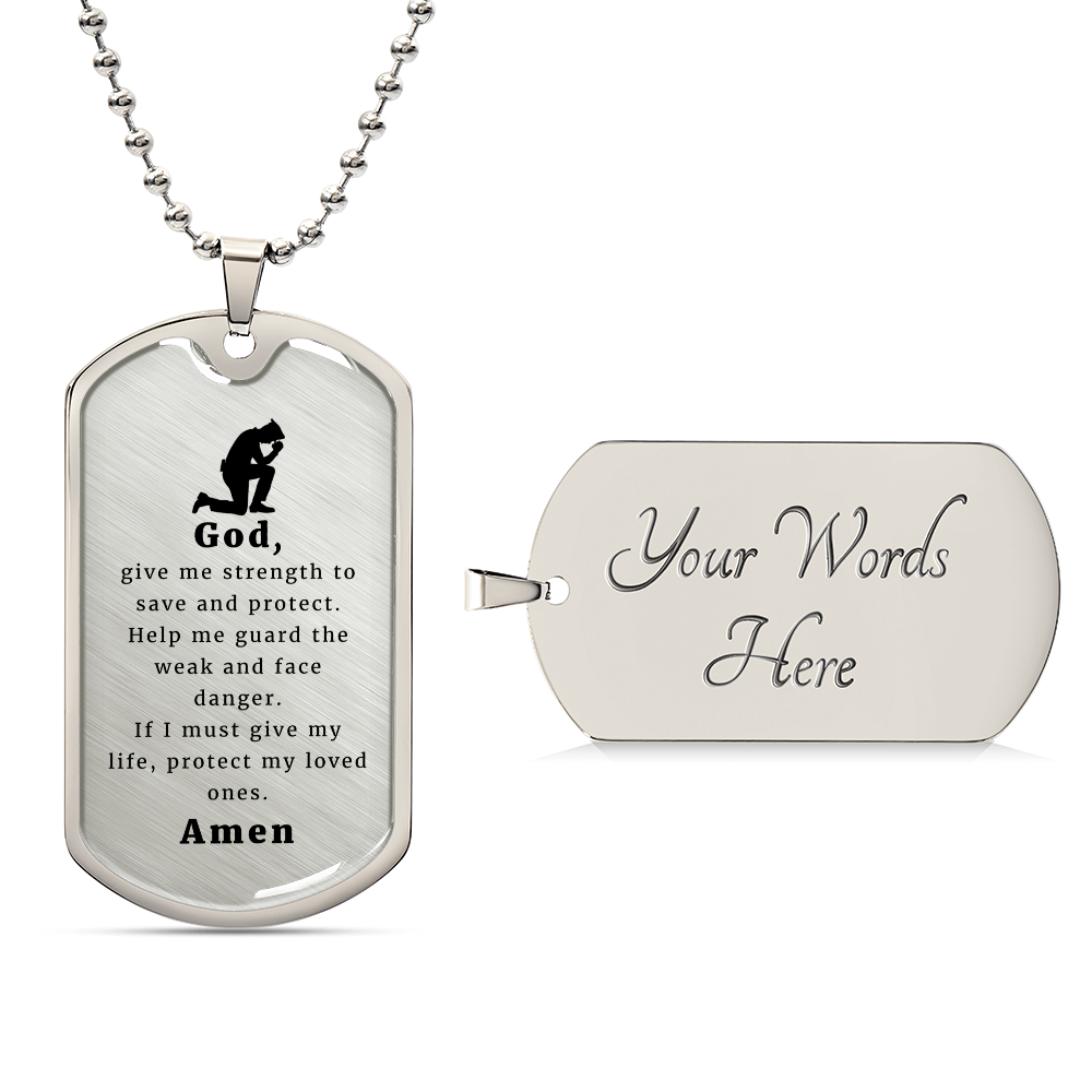 Police Officer's Prayer Necklace Stainless Steel or 18k Gold Dog Tag 24" Chain-Express Your Love Gifts