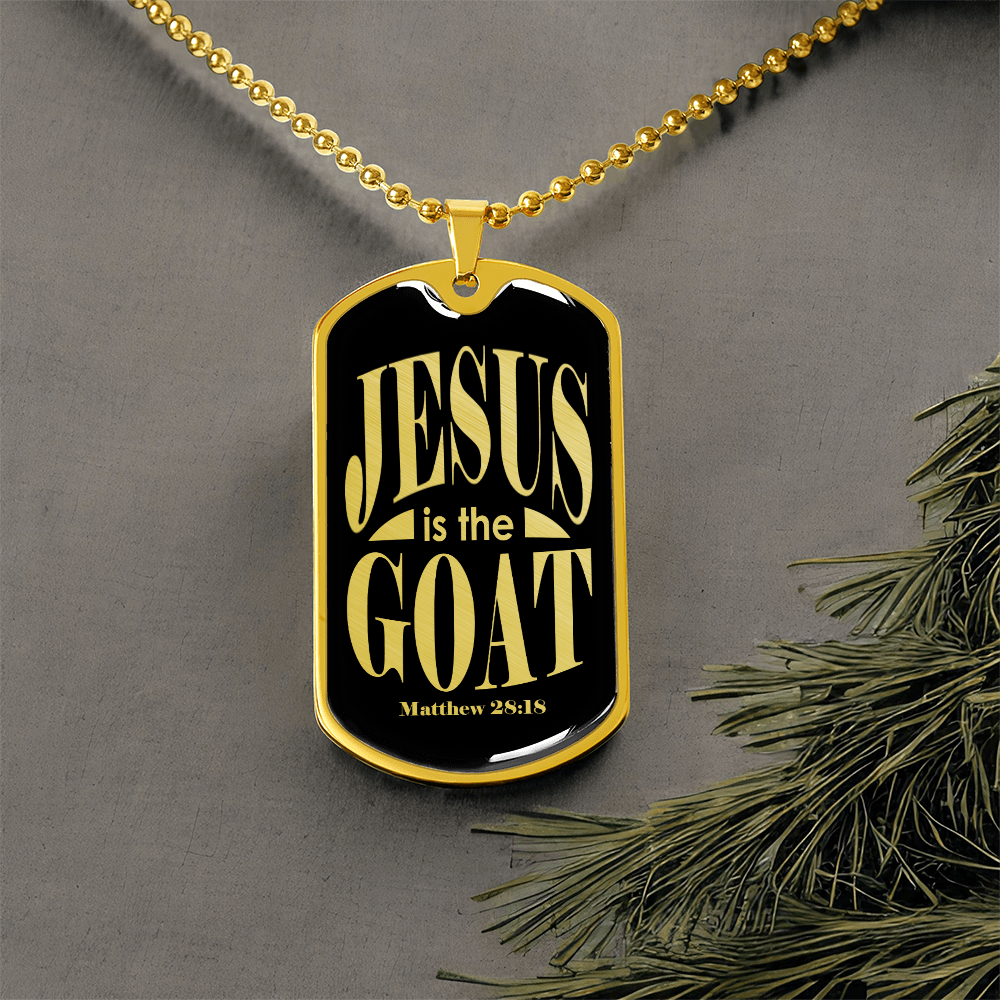 Jesus is the GOAT Matthew 28:18 Necklace Dog Tag Stainless Steel or 18k Gold w 24-Express Your Love Gifts