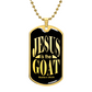 Jesus is the GOAT Matthew 28:18 Necklace Dog Tag Stainless Steel or 18k Gold w 24" Chain-Express Your Love Gifts