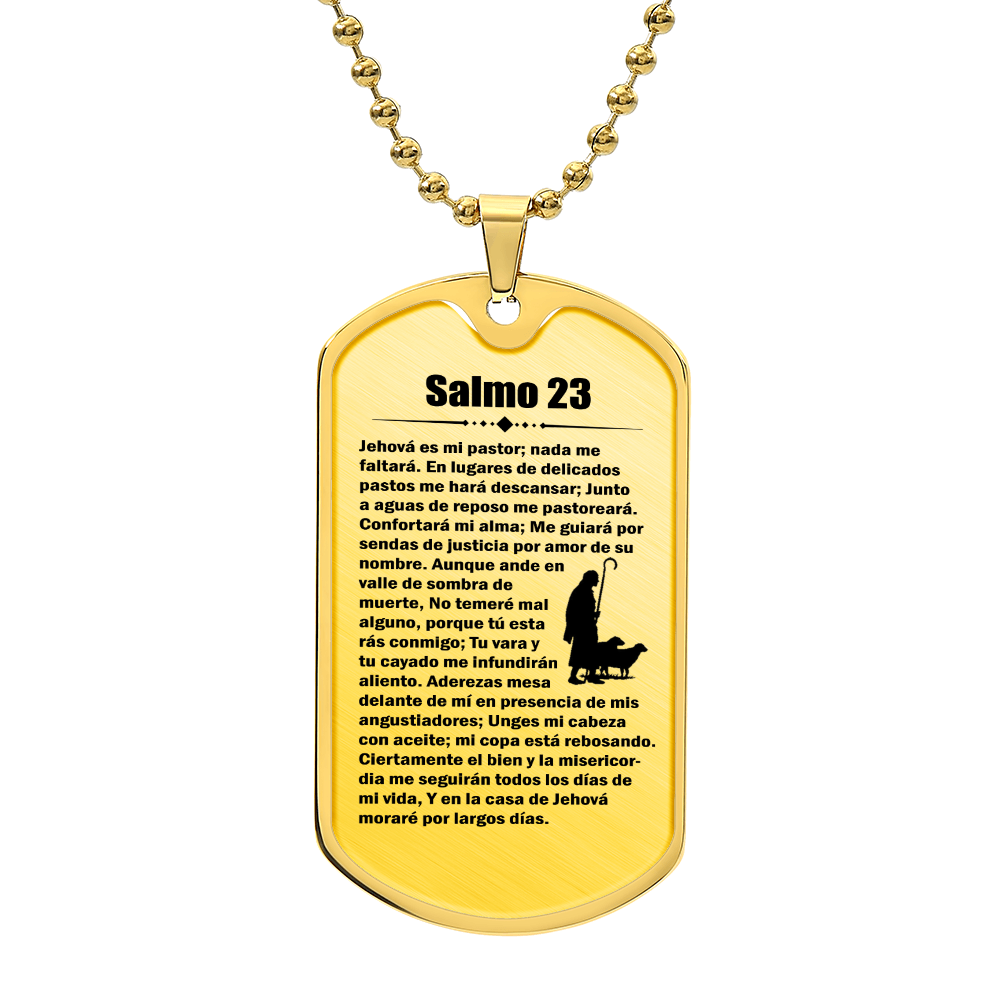 Salmo 23 Psalm 23 Spanish Necklace Stainless Steel or 18k Gold Dog