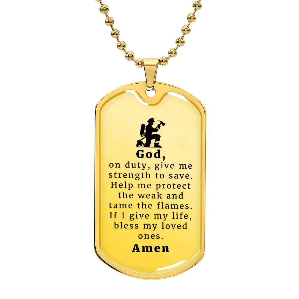 Firefighter 's Prayer Necklace Stainless Steel or 18k Gold Dog Tag 24" Chain-Express Your Love Gifts