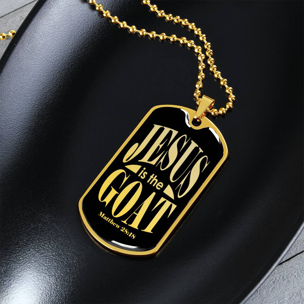 Jesus is the GOAT Matthew 28:18 Necklace Dog Tag Stainless Steel or 18k Gold w 24-Express Your Love Gifts