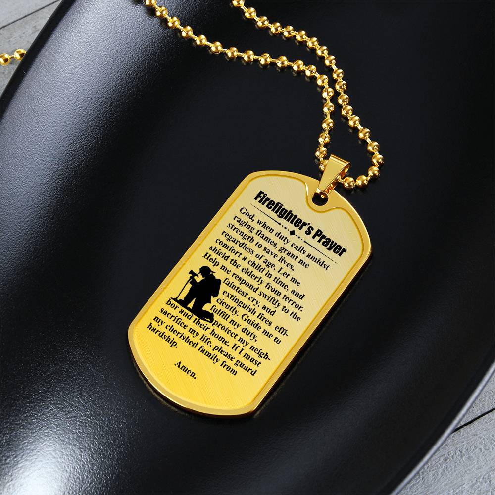 Firefighters prayer outlet dog tag