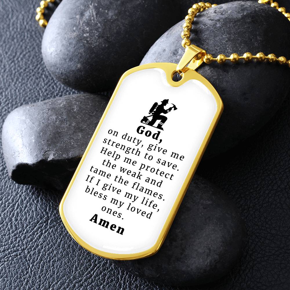 Firefighter 's Prayer Necklace Stainless Steel or 18k Gold Dog Tag 24" Chain-Express Your Love Gifts