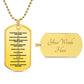 Ten Commandments French Necklace Dog Tag Stainless Steel or 18k Gold 24" Chain-Express Your Love Gifts