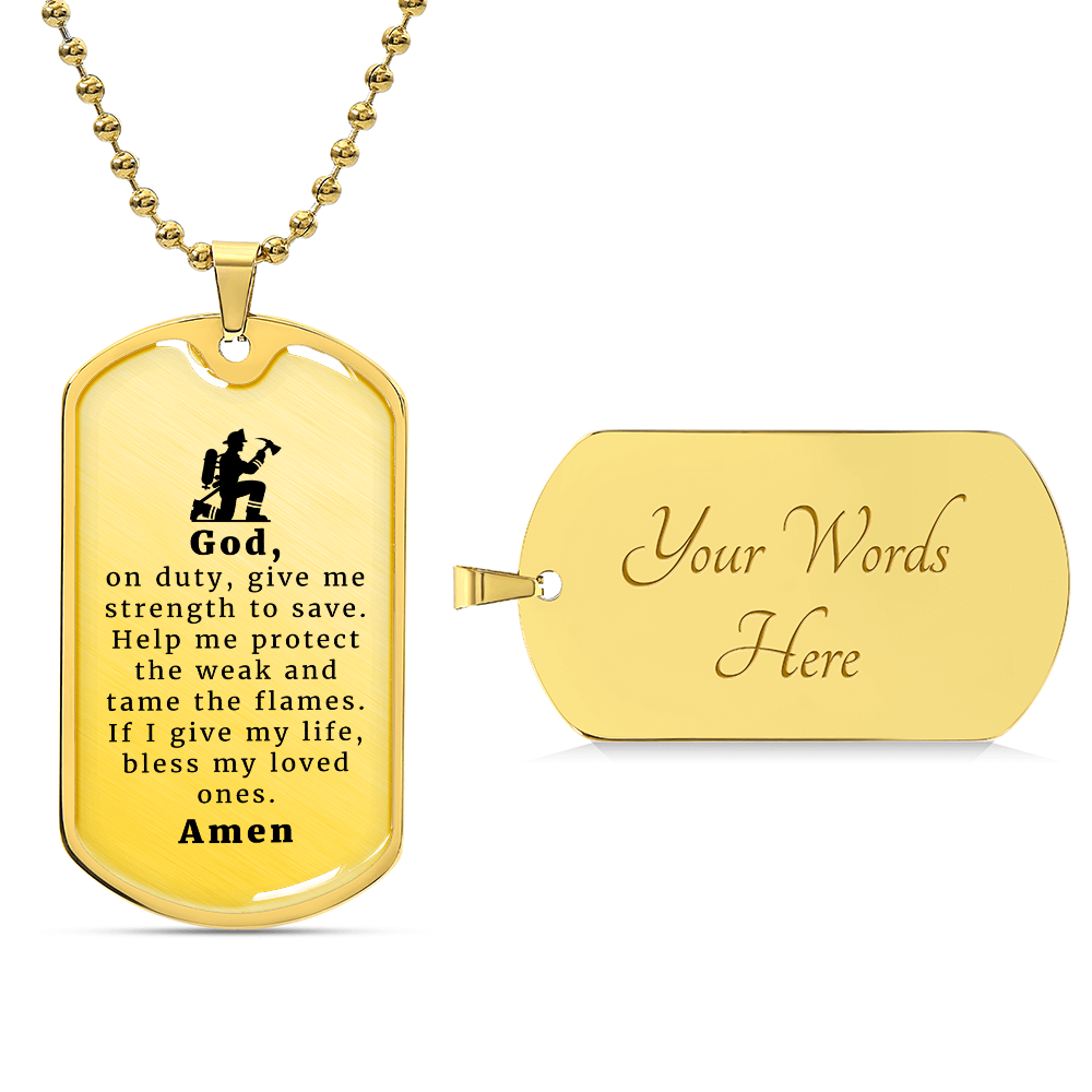 Firefighter 's Prayer Necklace Stainless Steel or 18k Gold Dog Tag 24" Chain-Express Your Love Gifts