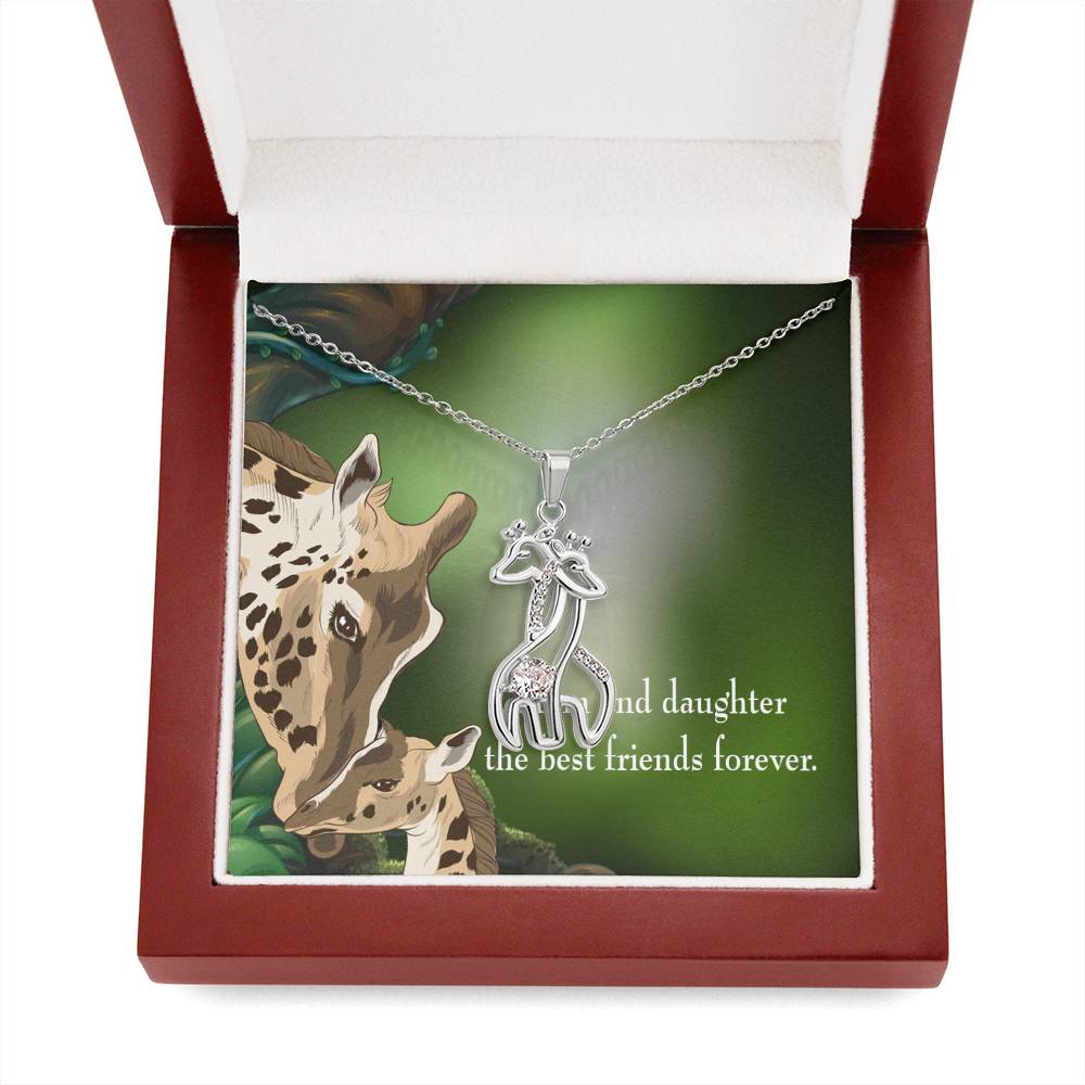 Mom Loves You No Matter What Mother's Treasure Gold/Silver Giraffe Necklace with Message Card & Cubic Zirconia-Express Your Love Gifts