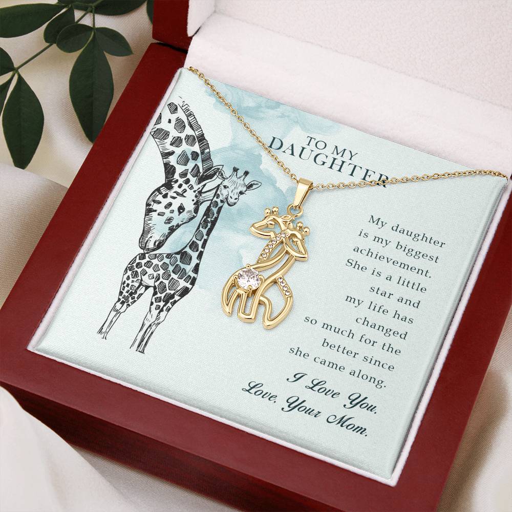 To My Daughter My Daughter is My Biggest Mother's Treasure Gold/Silver Giraffe Necklace with Message Card & Cubic Zirconia-Express Your Love Gifts