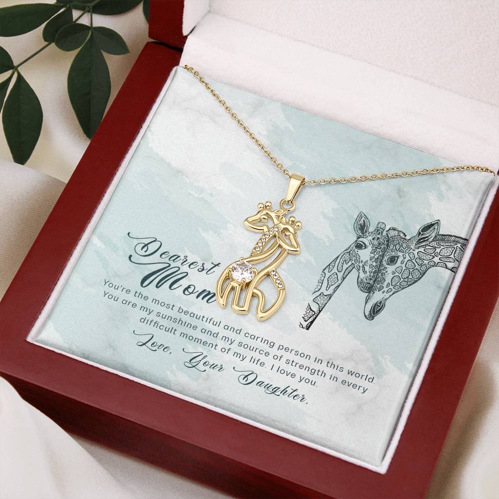 To My Mom You're the Most Beautiful Mother's Treasure Gold/Silver Giraffe Necklace with Message Card & Cubic Zirconia-Express Your Love Gifts