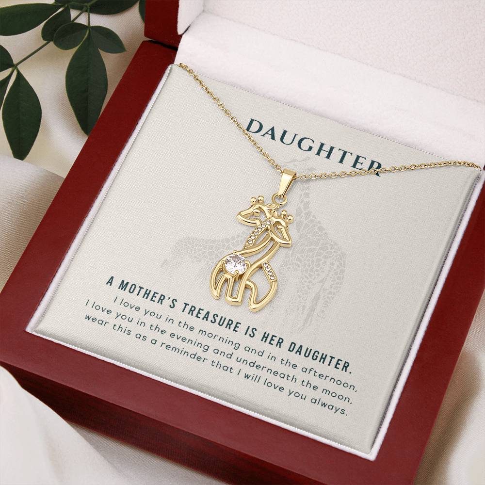 To My Daughter A Mother's Treasure Mother's Treasure Gold/Silver Giraffe Necklace with Message Card & Cubic Zirconia-Express Your Love Gifts