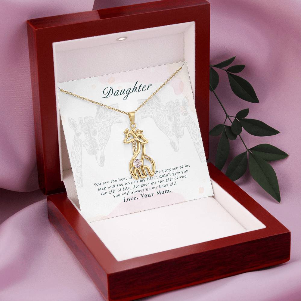 To My Daughter You Are The Beat Mother's Treasure Gold/Silver Giraffe Necklace with Message Card & Cubic Zirconia-Express Your Love Gifts