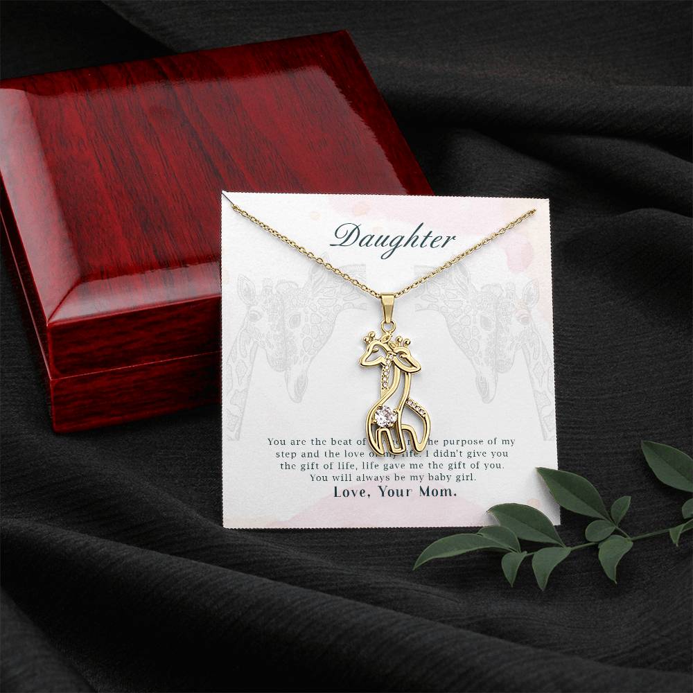 To My Daughter You Are The Beat Mother's Treasure Gold/Silver Giraffe Necklace with Message Card & Cubic Zirconia-Express Your Love Gifts