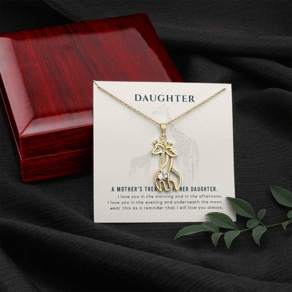 To My Daughter A Mother's Treasure Mother's Treasure Gold/Silver Giraffe Necklace with Message Card & Cubic Zirconia-Express Your Love Gifts