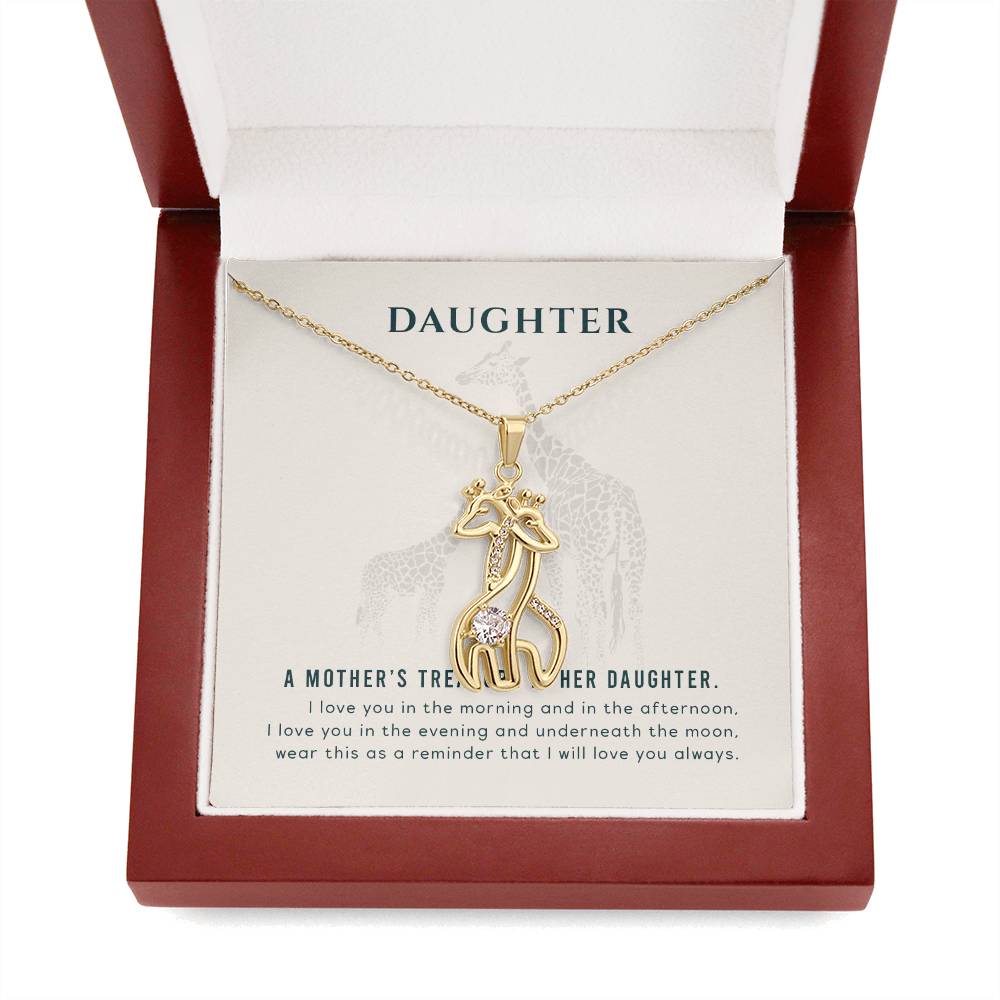 To My Daughter A Mother's Treasure Mother's Treasure Gold/Silver Giraffe Necklace with Message Card & Cubic Zirconia-Express Your Love Gifts