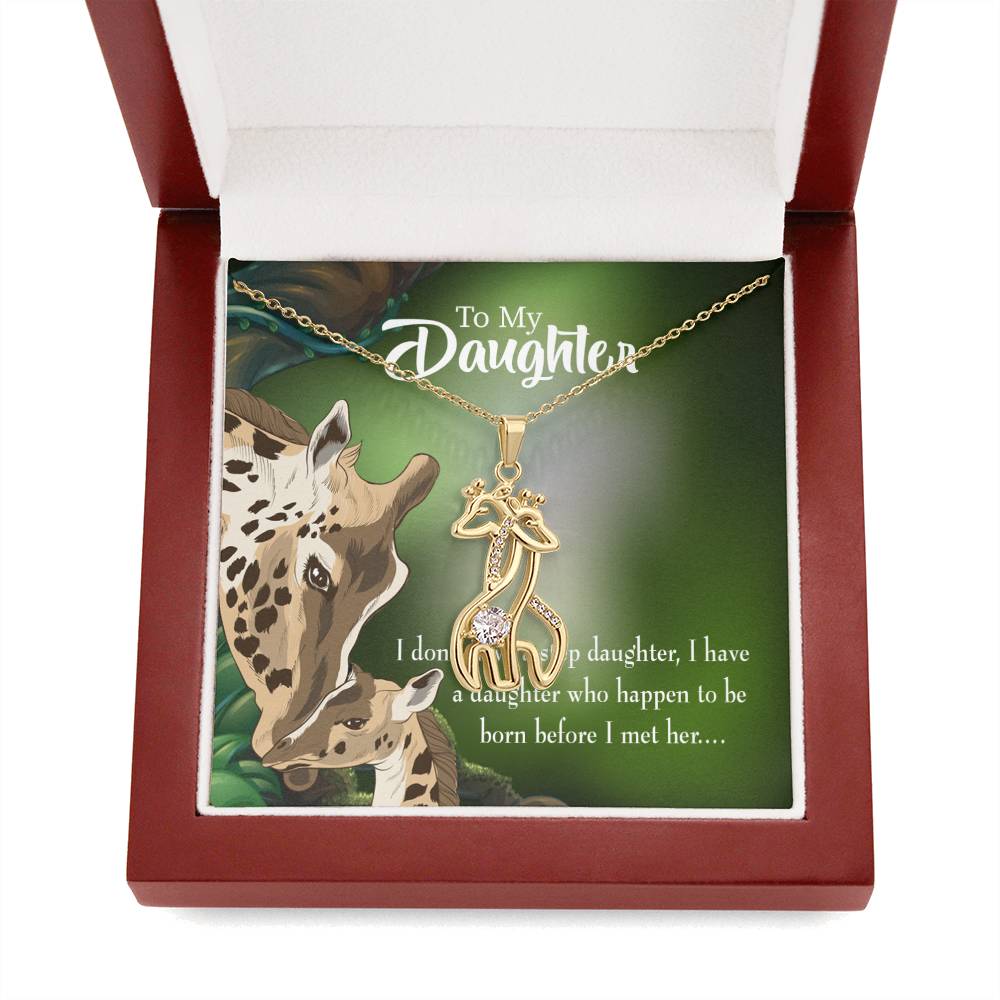 To My Bonus Daughter Born Before Mother's Treasure Gold/Silver Giraffe Necklace with Message Card & Cubic Zirconia-Express Your Love Gifts