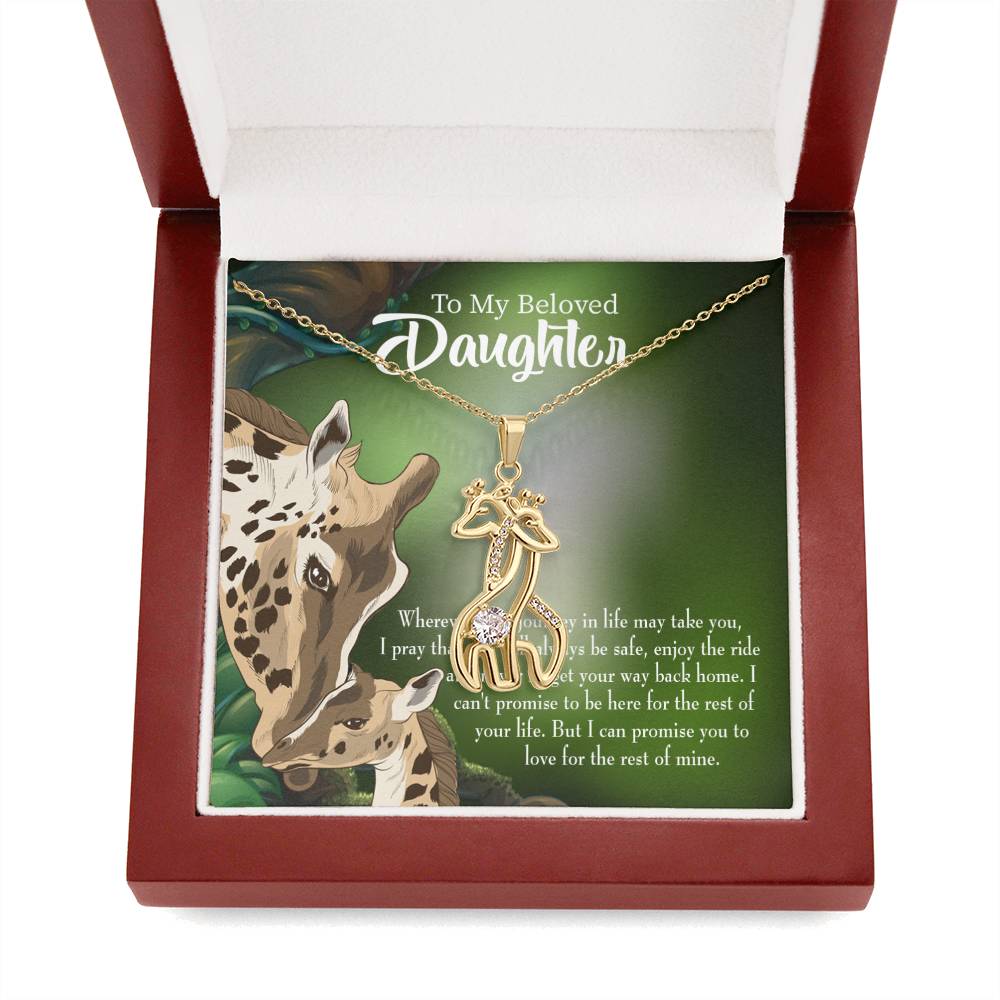 Daughter Mom Love Is Eternal Mother's Treasure Gold/Silver Giraffe Necklace with Message Card & Cubic Zirconia-Express Your Love Gifts