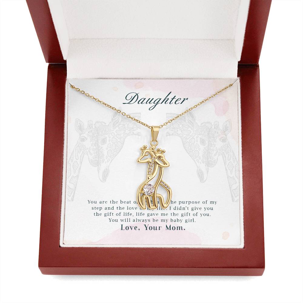 To My Daughter You Are The Beat Mother's Treasure Gold/Silver Giraffe Necklace with Message Card & Cubic Zirconia-Express Your Love Gifts