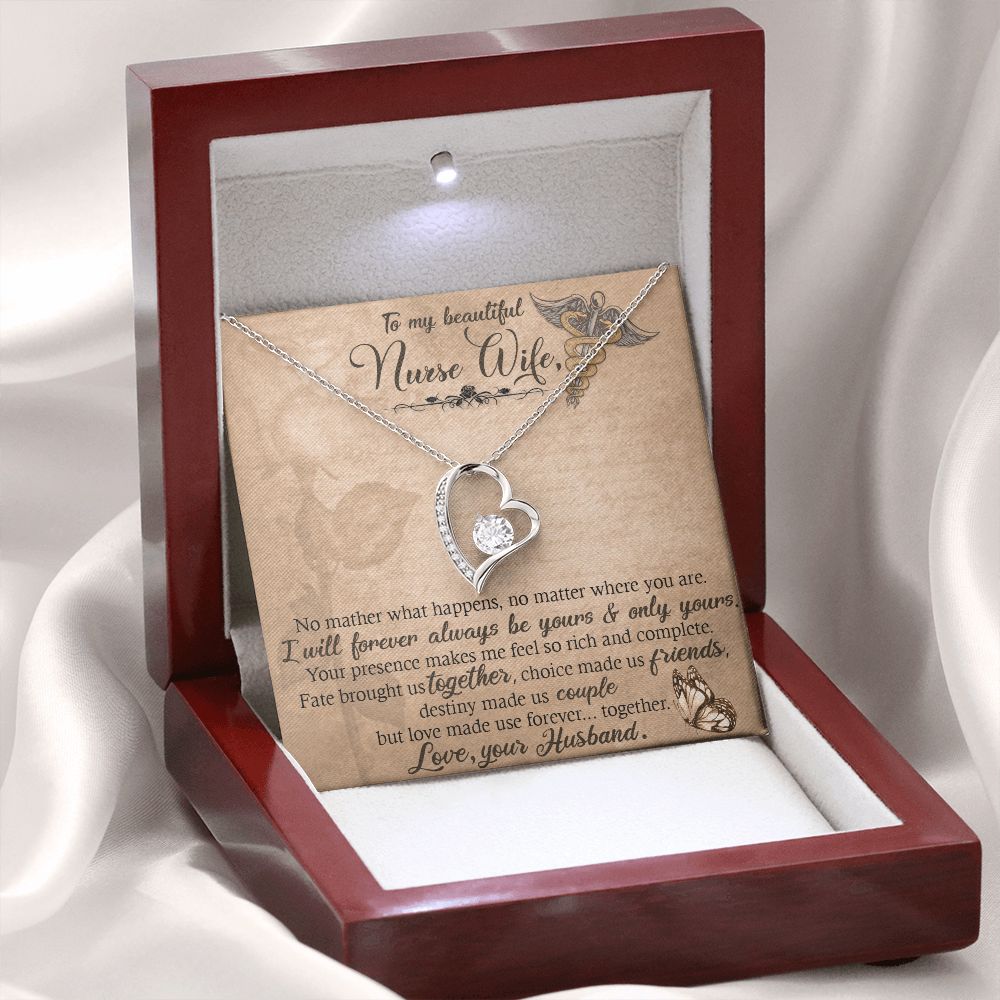 To my Wife Nurse In This Difficult Time Forever Necklace w Message Card-Express Your Love Gifts