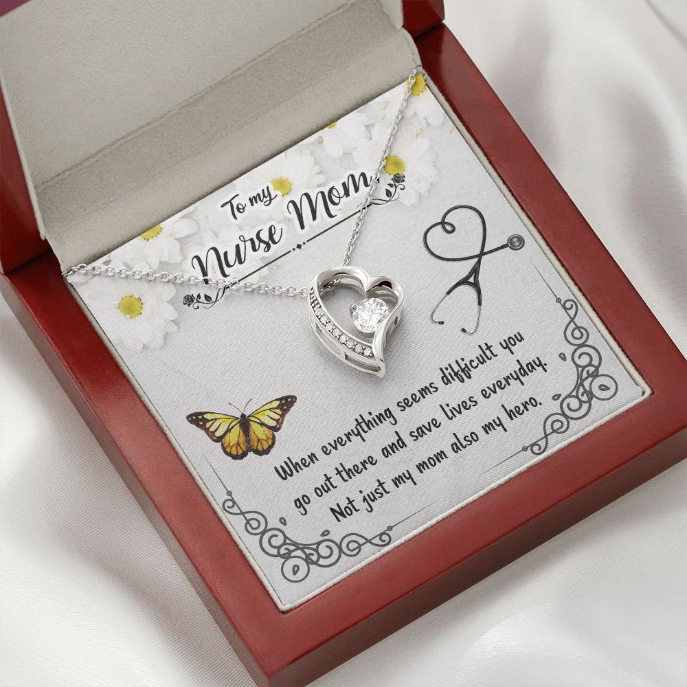 To my Nurse Mom When Everything Forever Necklace w Message Card-Express Your Love Gifts