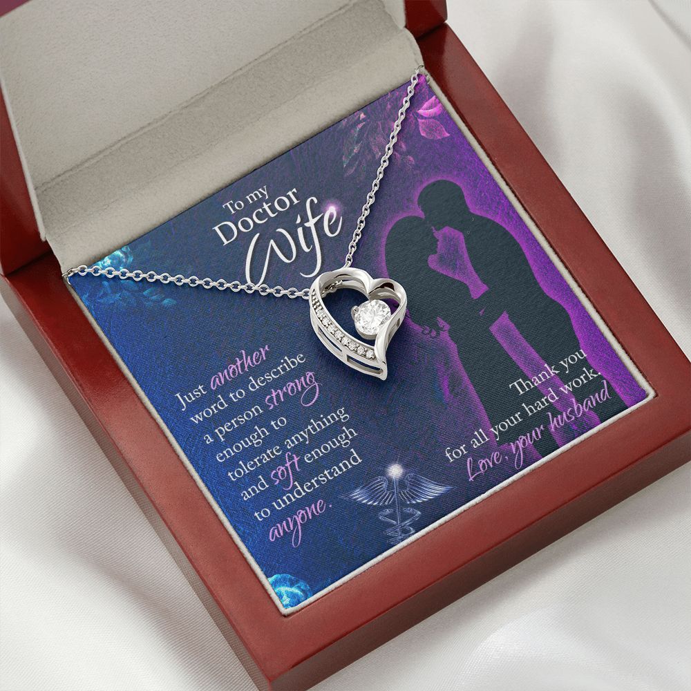 To My Doctor Wife Just Another Word Forever Necklace w Message Card-Express Your Love Gifts