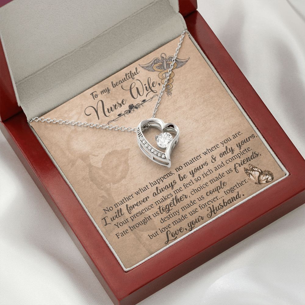 To my Wife Nurse In This Difficult Time Forever Necklace w Message Card-Express Your Love Gifts