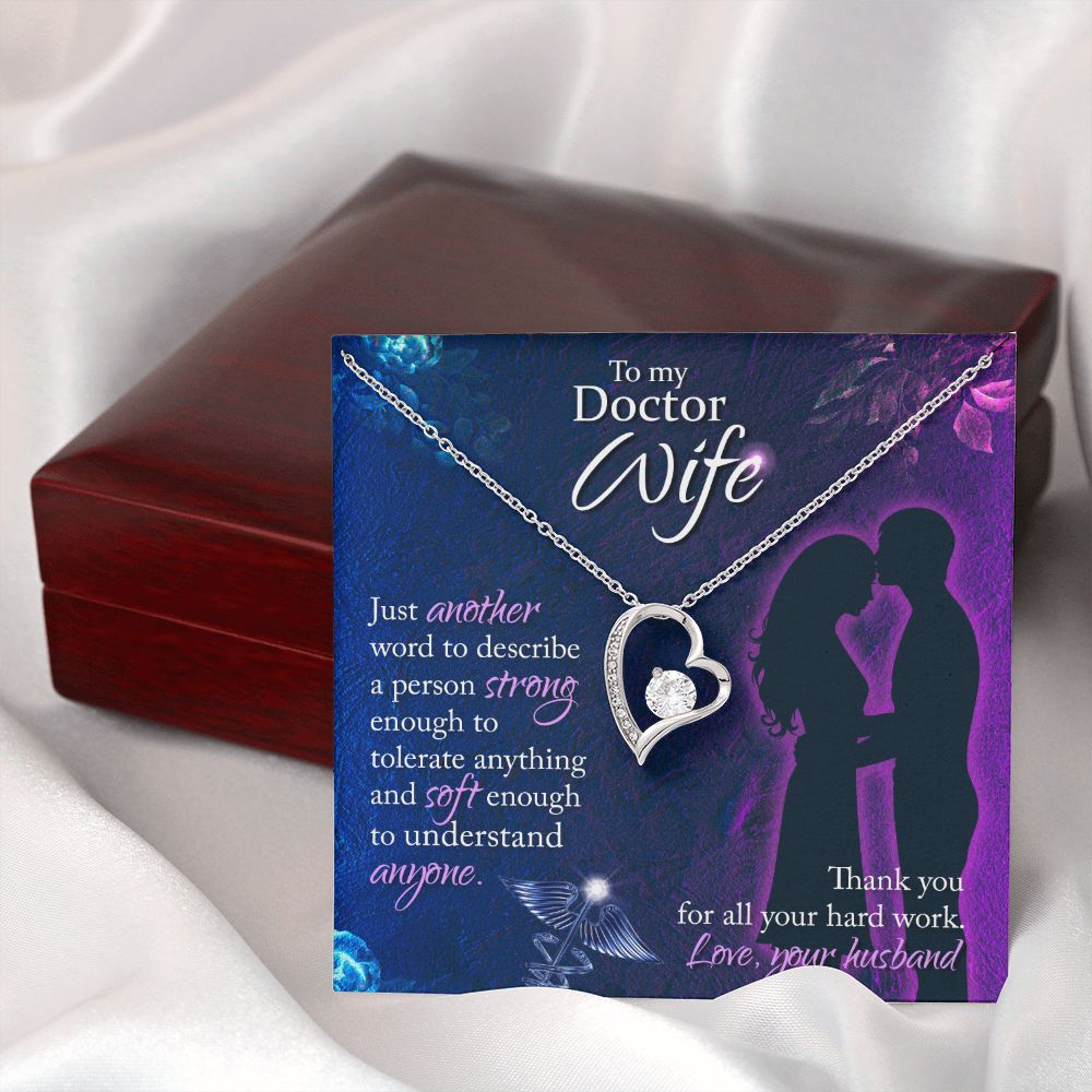 To My Doctor Wife Just Another Word Forever Necklace w Message Card-Express Your Love Gifts