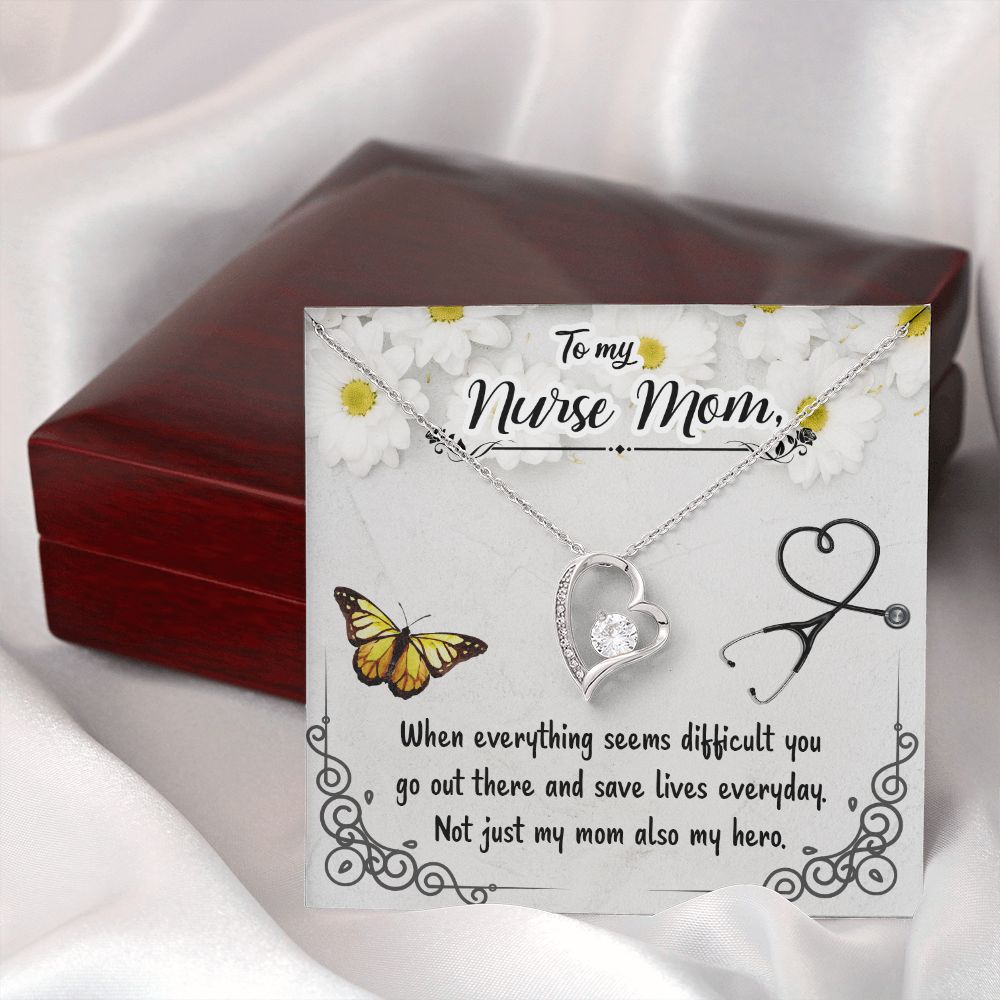 To my Nurse Mom When Everything Forever Necklace w Message Card-Express Your Love Gifts