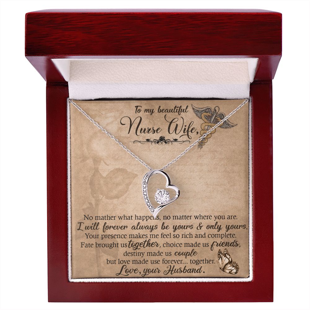 To my Wife Nurse In This Difficult Time Forever Necklace w Message Card-Express Your Love Gifts