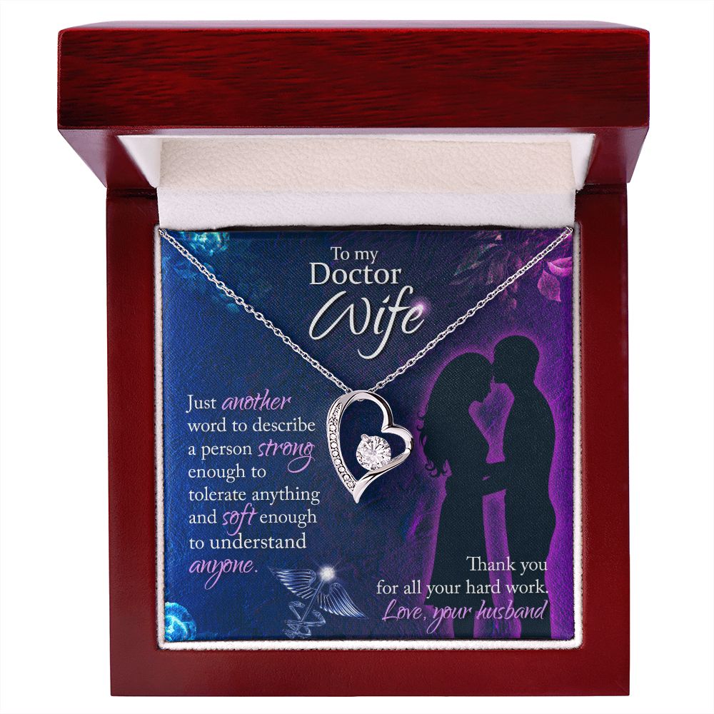 To My Doctor Wife Just Another Word Forever Necklace w Message Card-Express Your Love Gifts