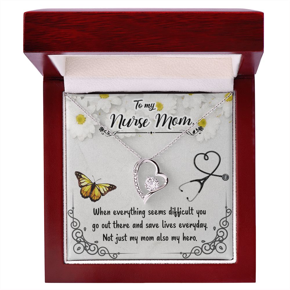 To my Nurse Mom When Everything Forever Necklace w Message Card-Express Your Love Gifts