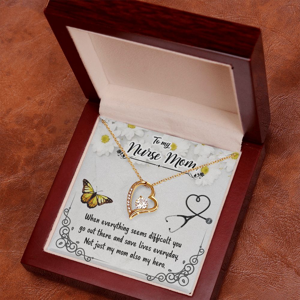 To my Nurse Mom When Everything Forever Necklace w Message Card-Express Your Love Gifts