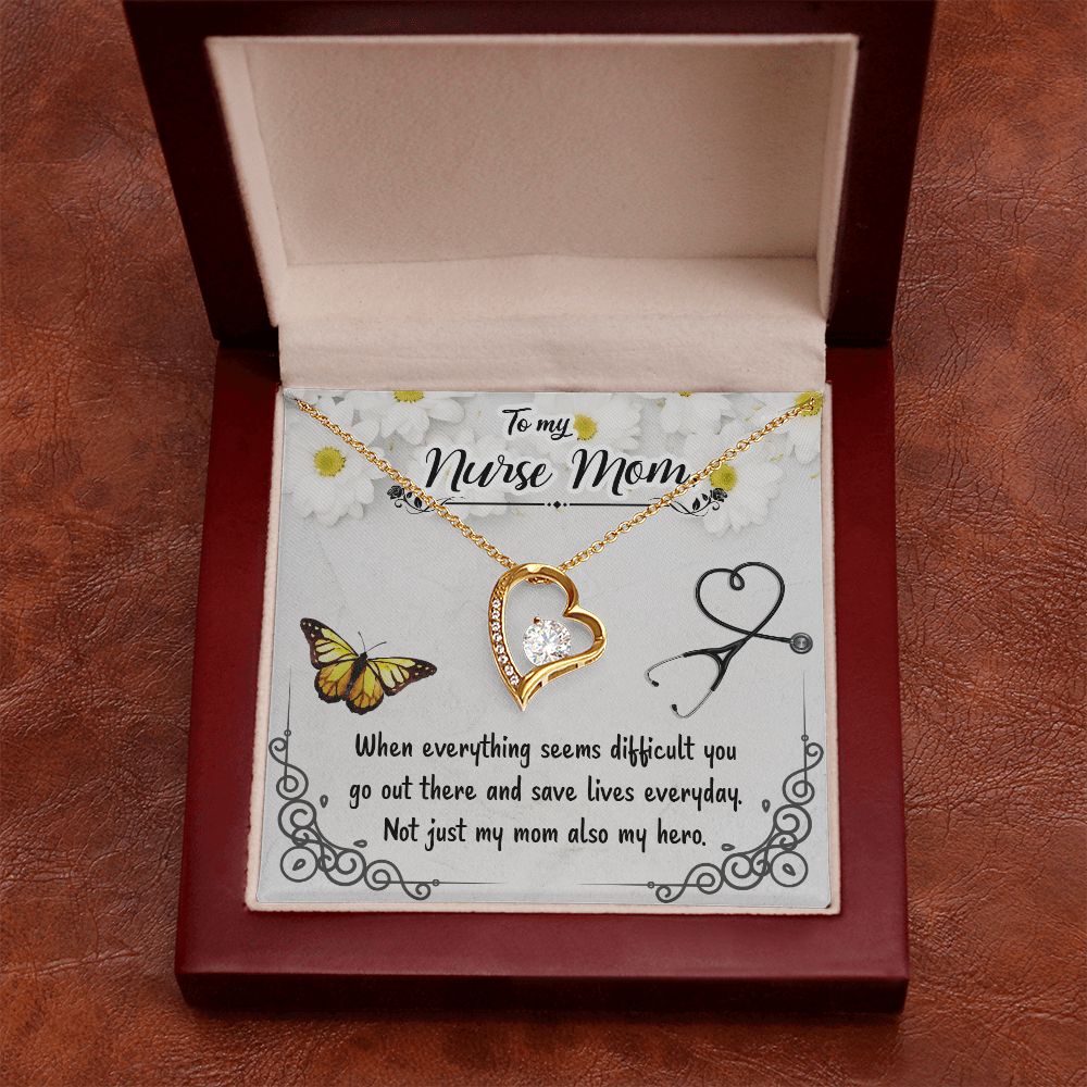 To my Nurse Mom When Everything Forever Necklace w Message Card-Express Your Love Gifts