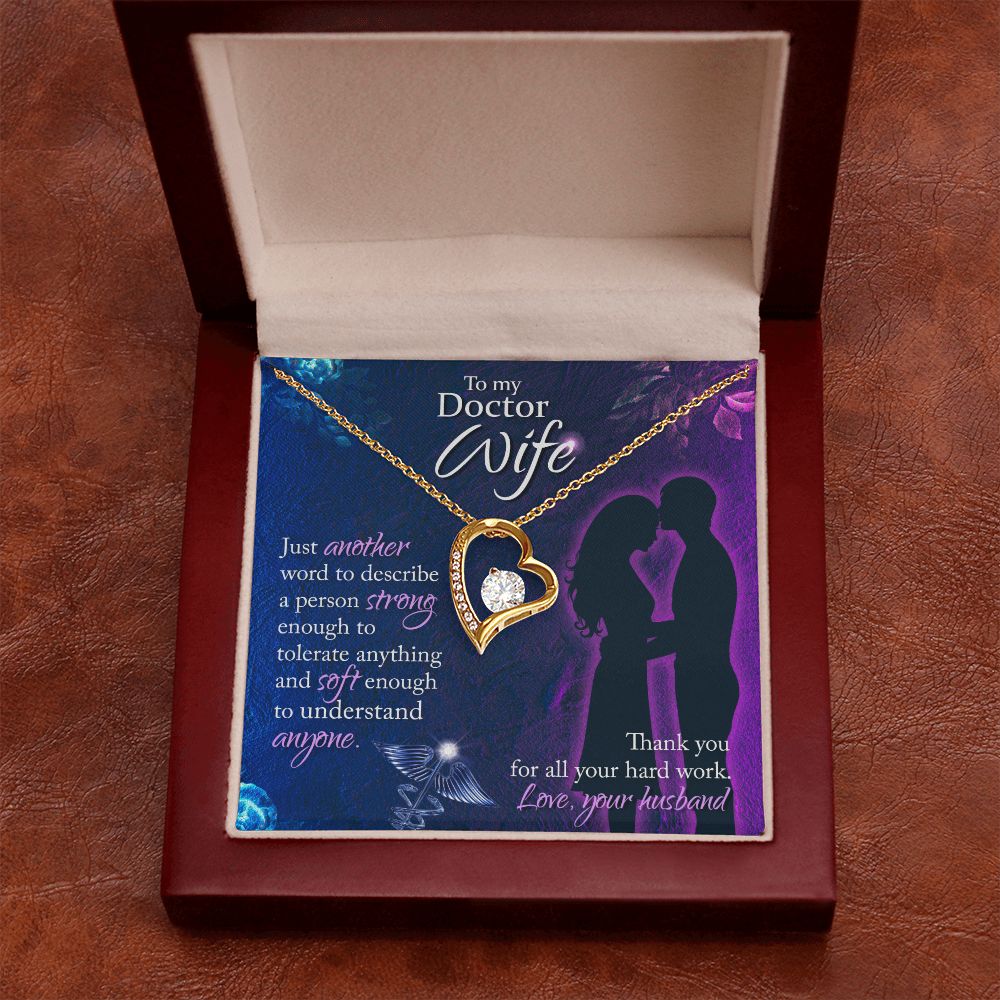 To My Doctor Wife Just Another Word Forever Necklace w Message Card-Express Your Love Gifts