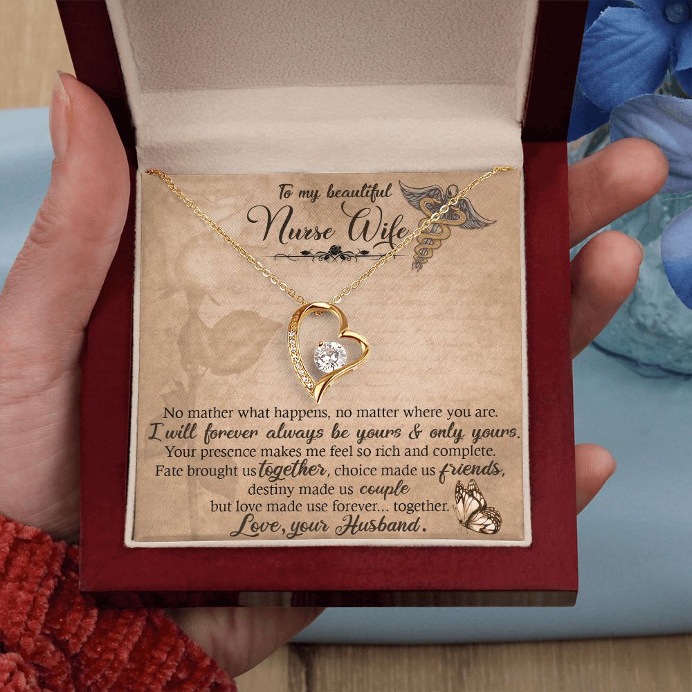 To my Wife Nurse In This Difficult Time Forever Necklace w Message Card-Express Your Love Gifts