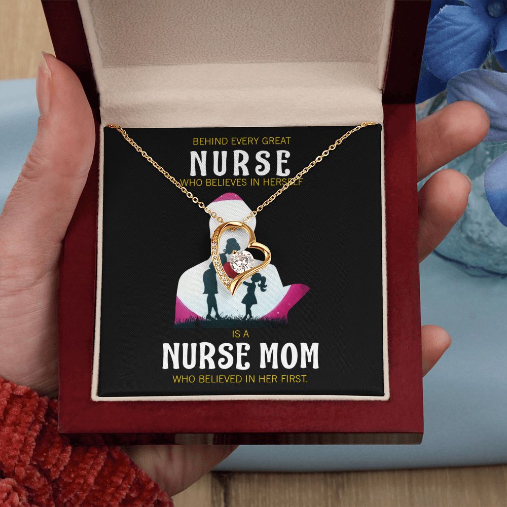 Behind Every Mom Nurse Forever Necklace w Message Card-Express Your Love Gifts