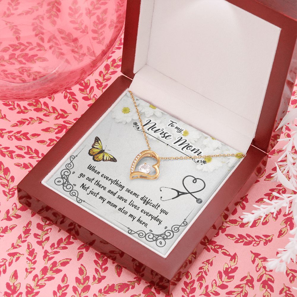 To my Nurse Mom When Everything Forever Necklace w Message Card-Express Your Love Gifts