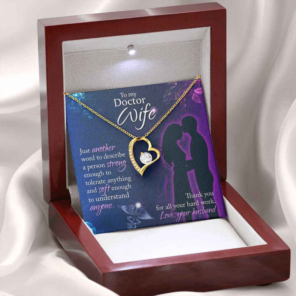 To My Doctor Wife Just Another Word Forever Necklace w Message Card-Express Your Love Gifts