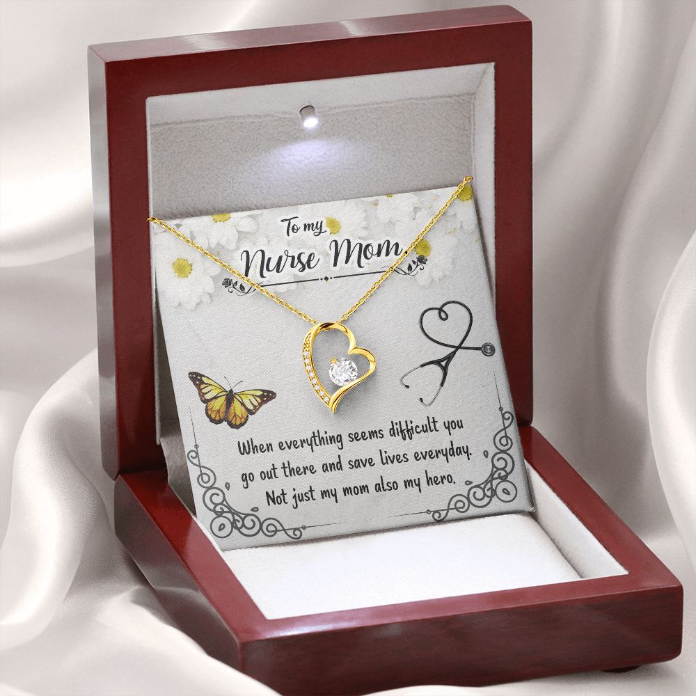 To my Nurse Mom When Everything Forever Necklace w Message Card-Express Your Love Gifts