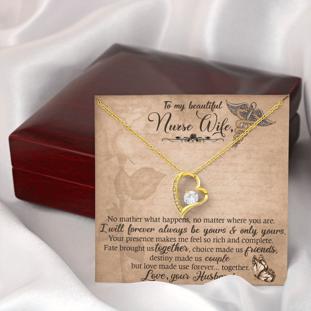 To my Wife Nurse In This Difficult Time Forever Necklace w Message Card-Express Your Love Gifts