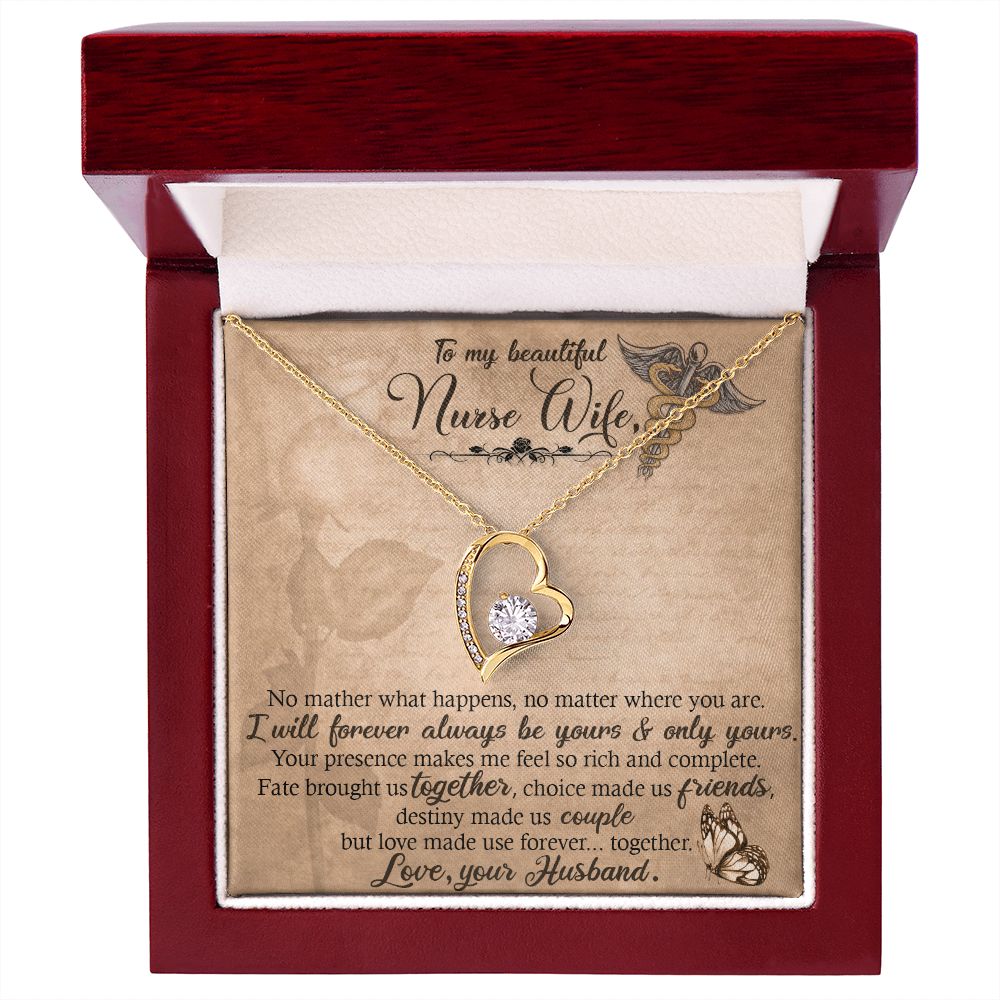 To my Wife Nurse In This Difficult Time Forever Necklace w Message Card-Express Your Love Gifts