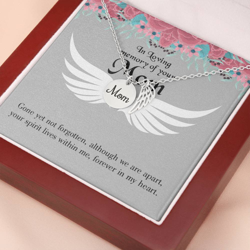 Gone Not Forgotten Mom Remembrance Necklace Angel Wing Charm, Stainless Steel 18-22'' Chain-Express Your Love Gifts